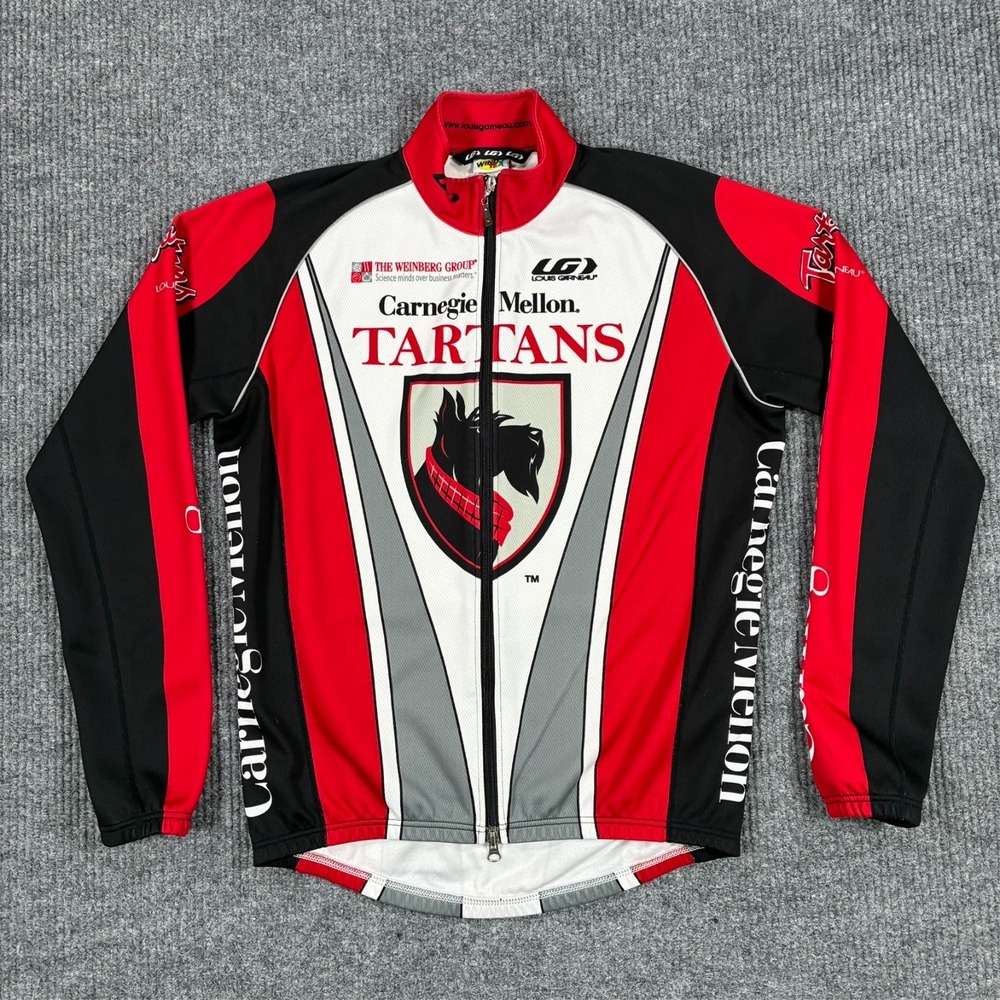 Louis Garneau Carnegie Mellon Tartans Cycling Jersey Mens M Full Zip Made USA